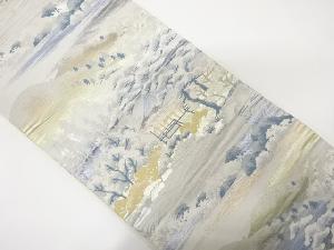 アンティーク 屋敷風景模様織り出し袋帯(着用可)